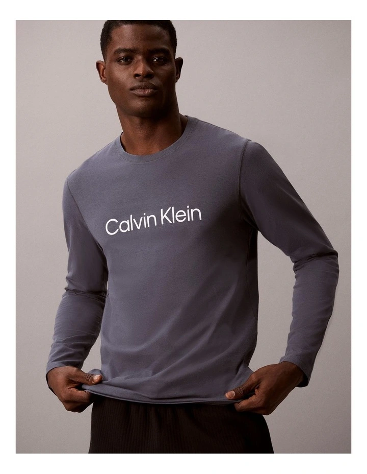Comfort Cotton Long Sleeve Crew Neck in Blue image 3