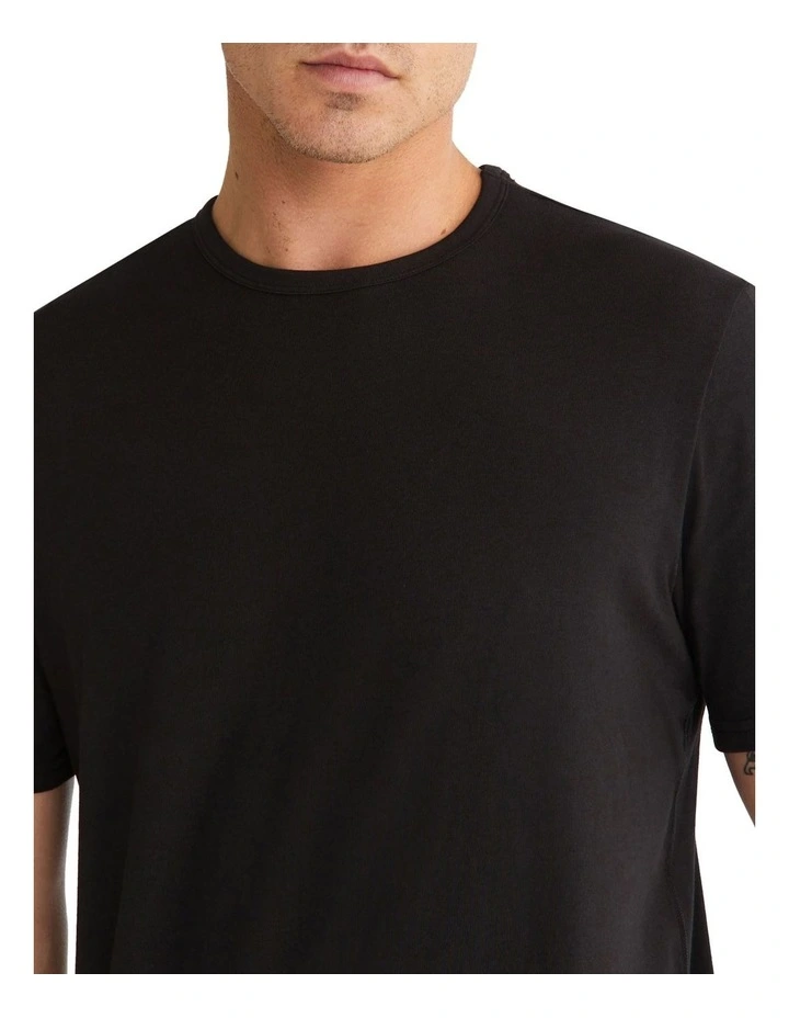 Cotton Stretch Sleep Tee in Black image 3
