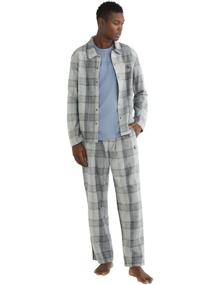 Pure Flannel Sleep Pant in Gradient Check Grey image 2