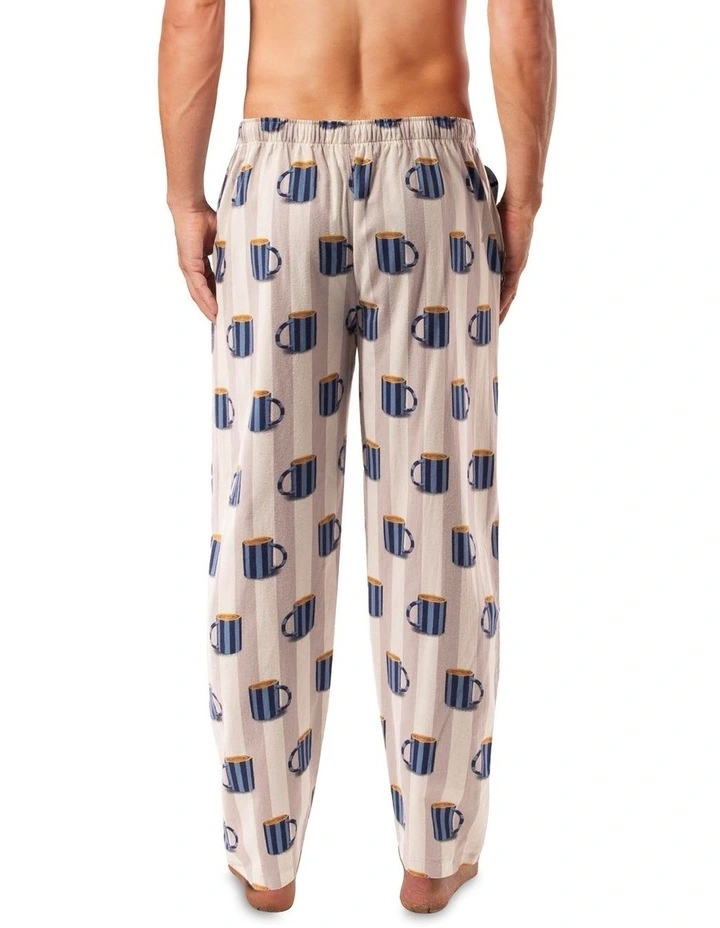 Coffee Stripe Bamboo Flannel Sleep Pant in Cream image 3