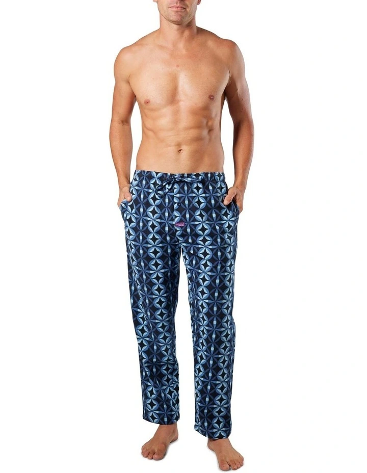 Circle Geo Cotton Flannel Sleep Pant in Navy image 4
