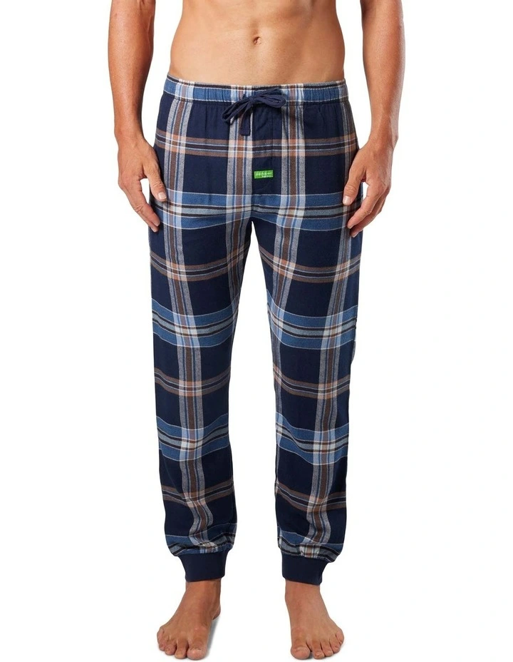 Bobby Check Bamboo Flannel Slim Leg Sleep Pant in Navy image 1