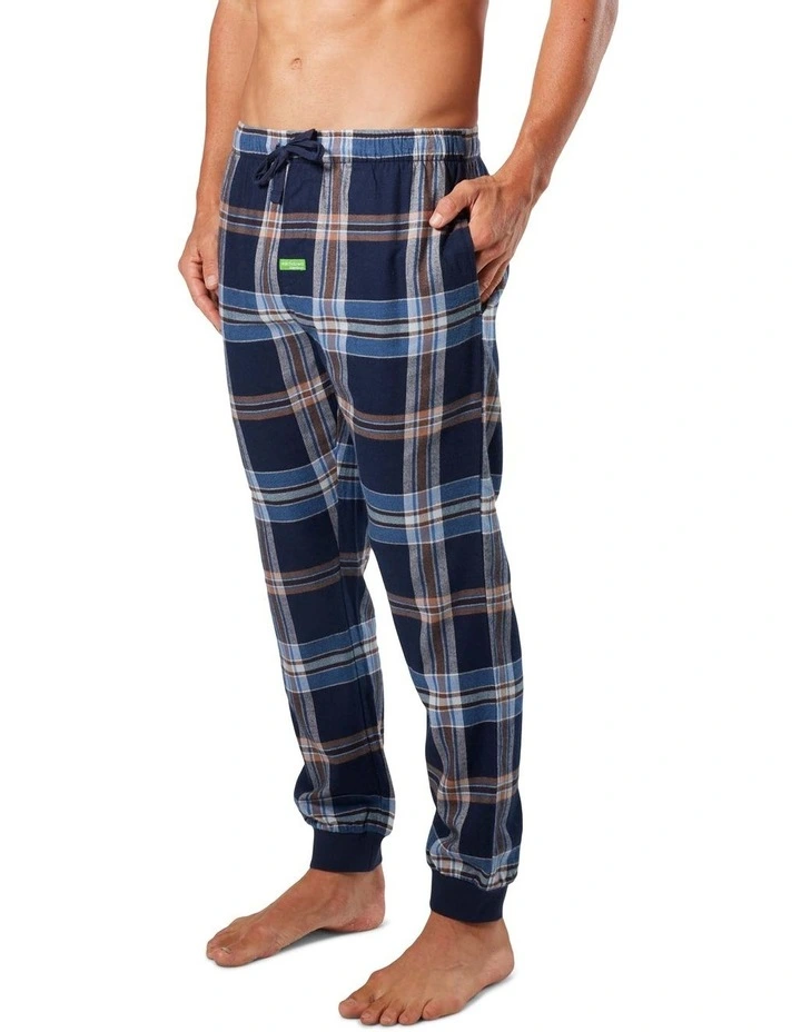 Bobby Check Bamboo Flannel Slim Leg Sleep Pant in Navy image 2