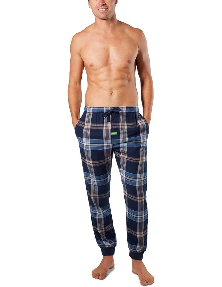 Bobby Check Bamboo Flannel Slim Leg Sleep Pant in Navy image 4