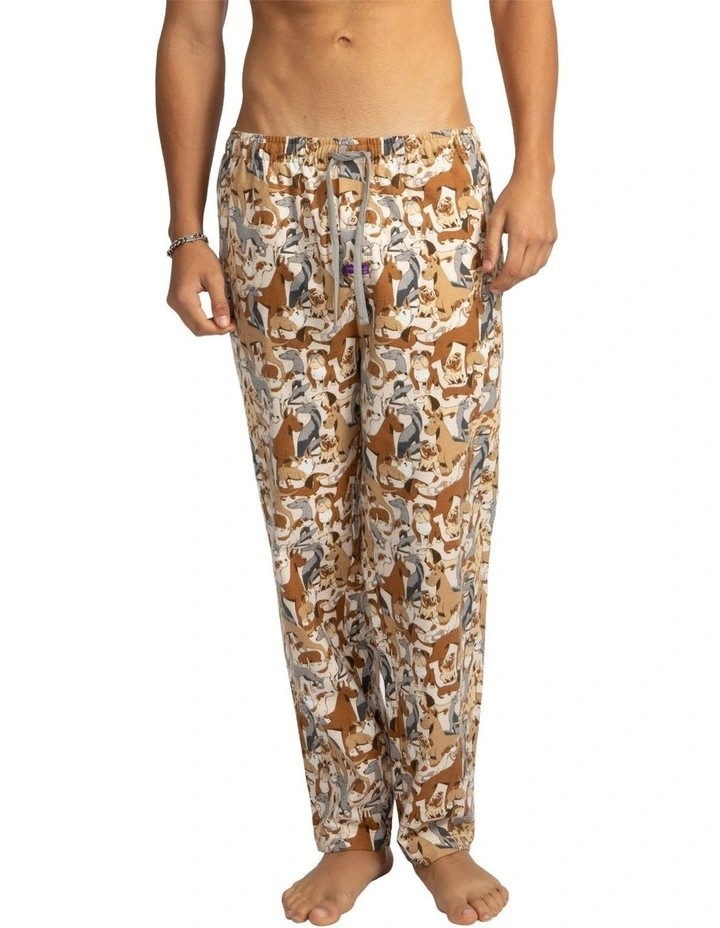 Dog Yard Flannel Sleep Pants in Beige image 1