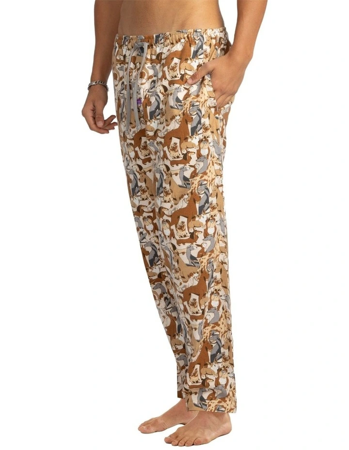 Dog Yard Flannel Sleep Pants in Beige image 2
