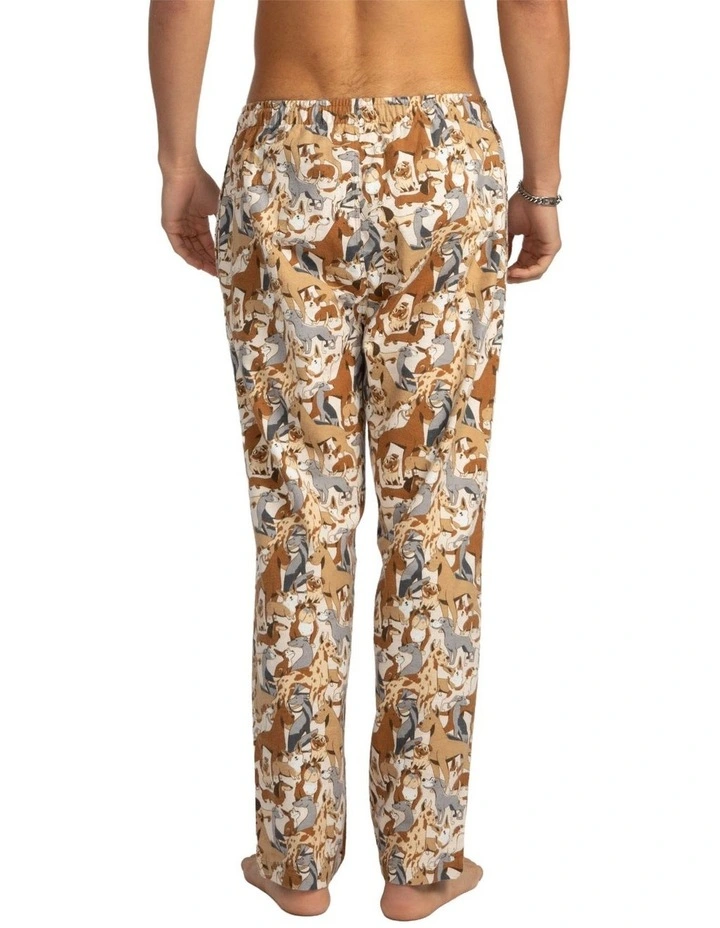 Dog Yard Flannel Sleep Pants in Beige image 3