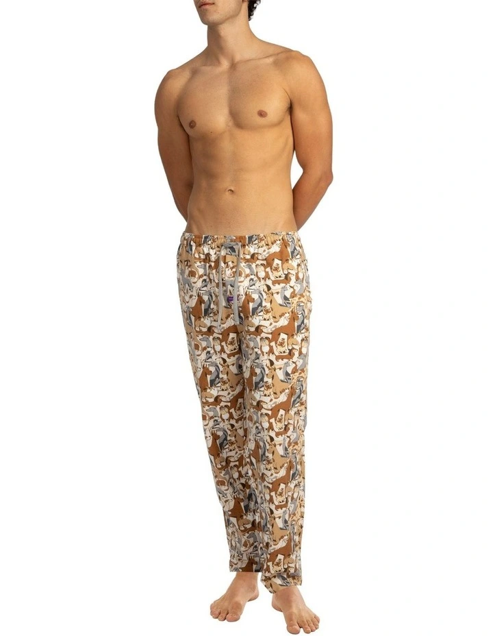 Dog Yard Flannel Sleep Pants in Beige image 4