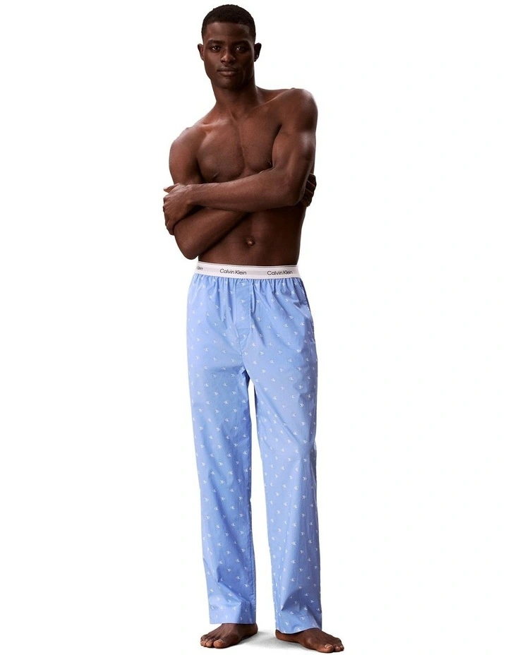 Cotton Poplin Sleep Pants in Blue image 1