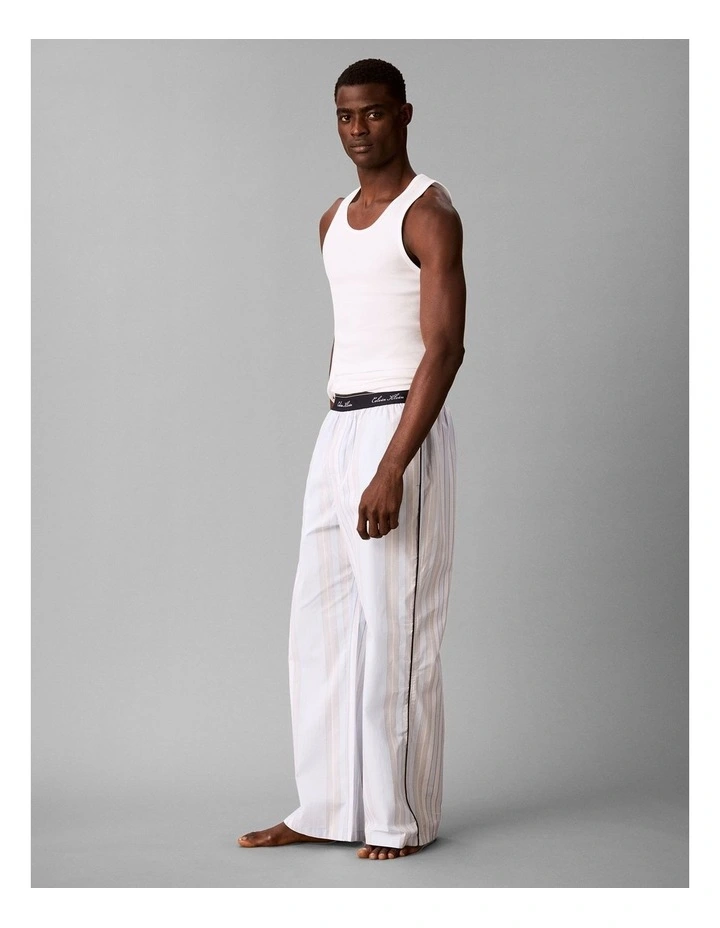 Cotton Poplin Script Sleep Pants in Multi image 3
