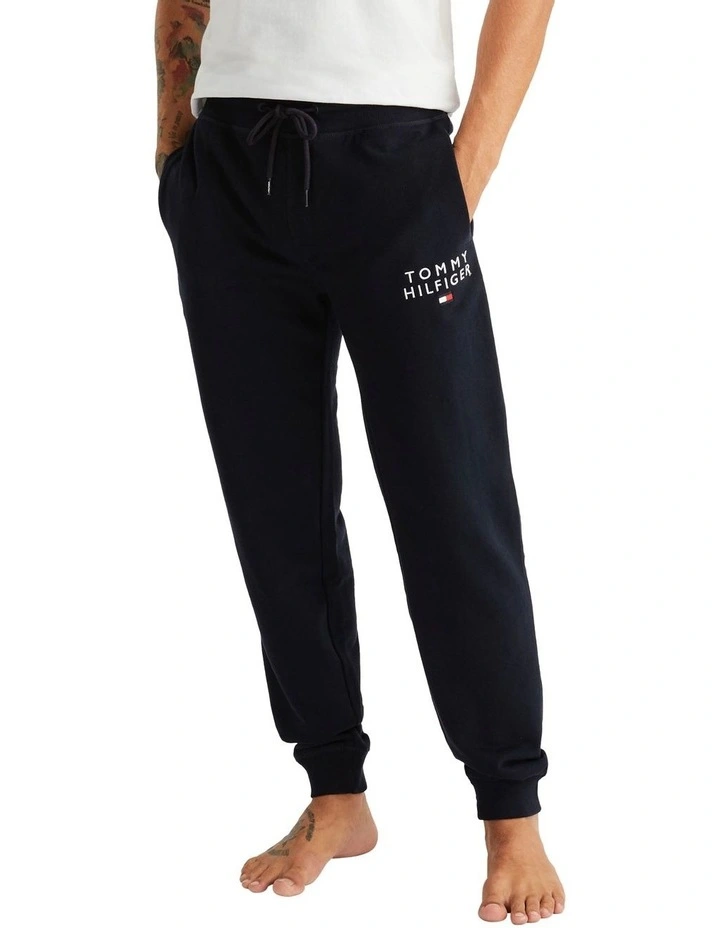 Drawstring Cuffed Lounge Joggers in Navy image 2