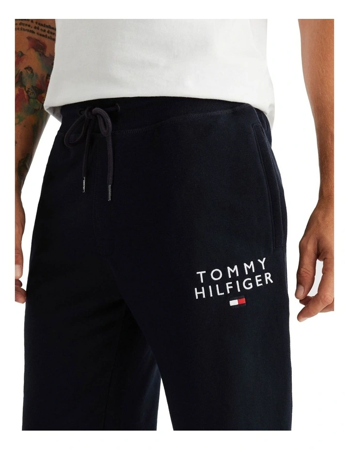 Drawstring Cuffed Lounge Joggers in Navy image 3