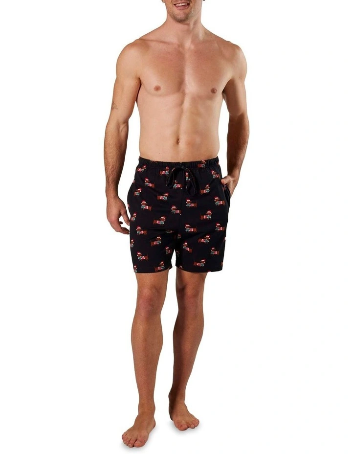 Christmas Sausage Dogs Cotton Knit Sleep Short in Black image 4