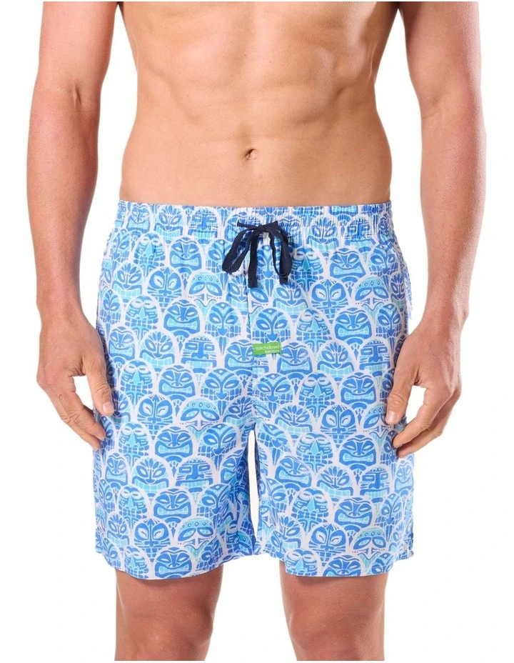 Ice Cold Tiki Bamboo Sleep Short in Blue image 1