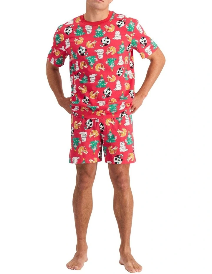 Sleep Tee & Short Set in Kittens For Christmas image 1