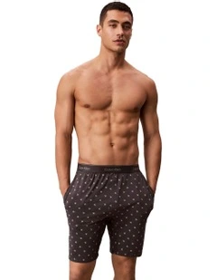 Icon Cotton Stretch Knit Sleep Shorts in Brown