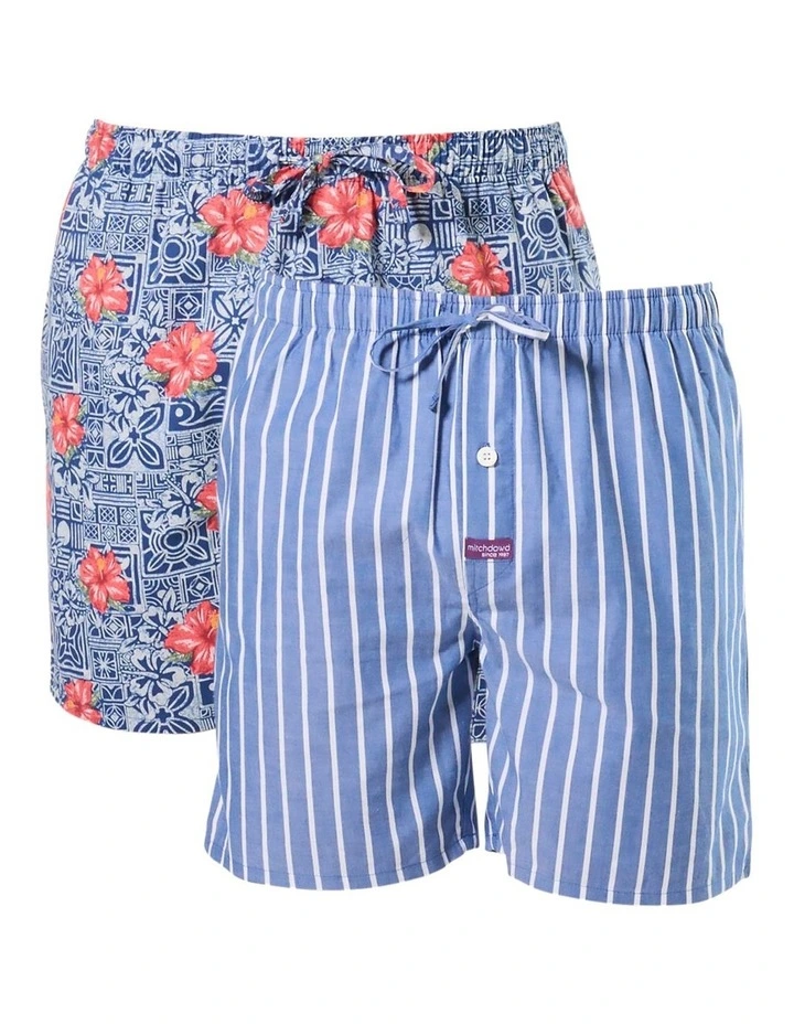 2 Pack Cotton Woven Sleep Short - Tikki Towns image 1