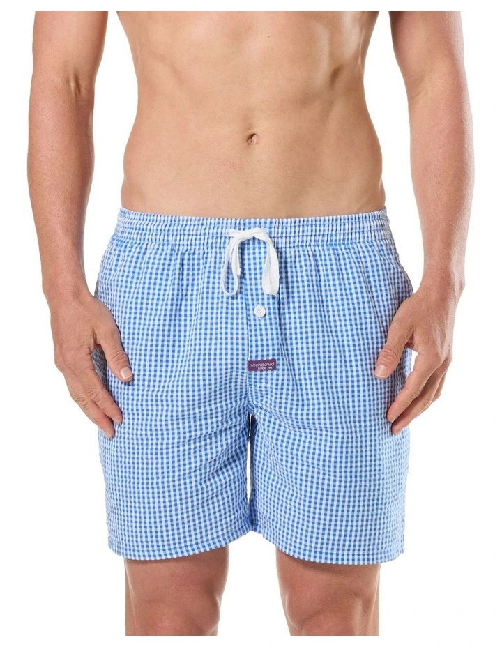 Gingham Seersucker Sleep Short in Blue image 1