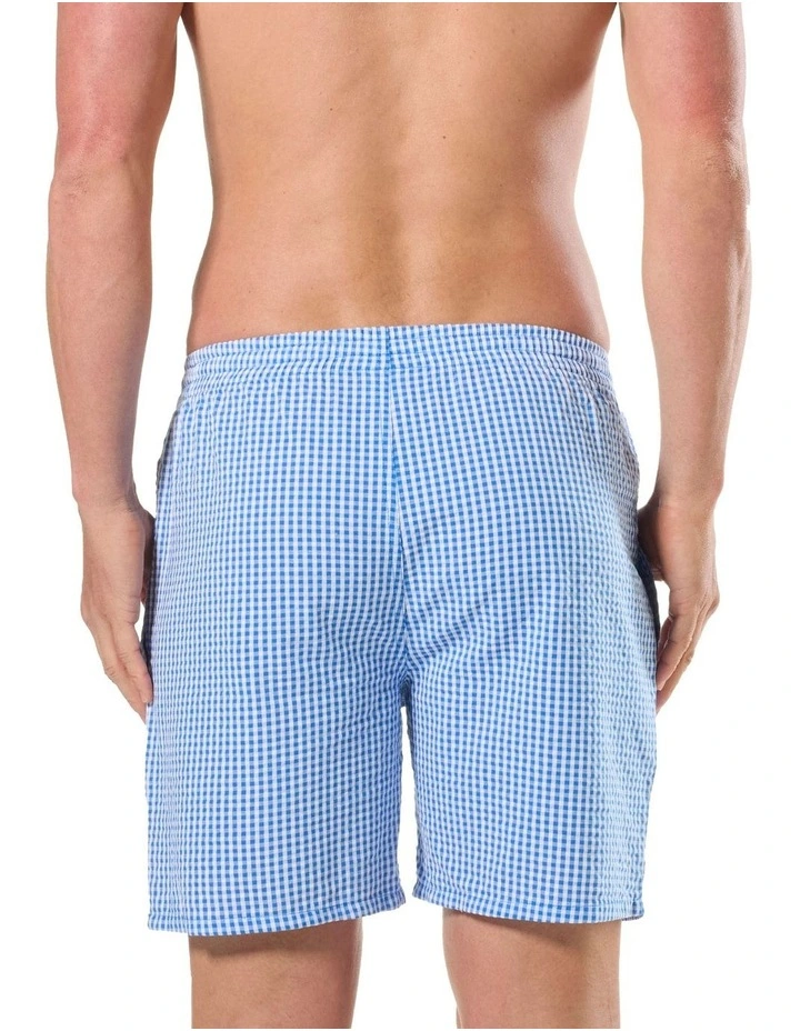 Gingham Seersucker Sleep Short in Blue image 2
