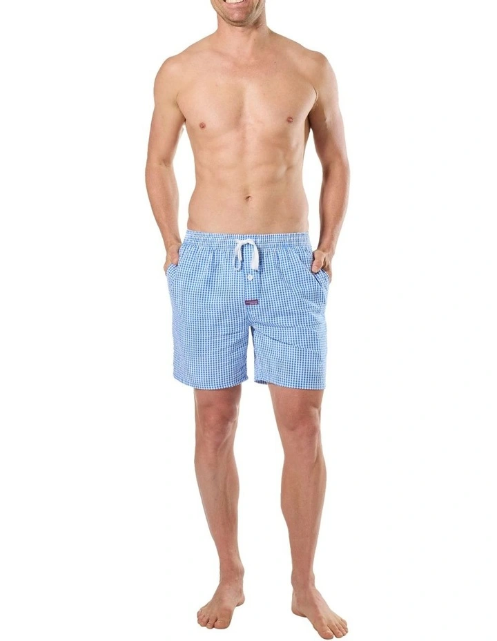 Gingham Seersucker Sleep Short in Blue image 4