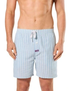 Stripe Linen Sleep Short in Blue