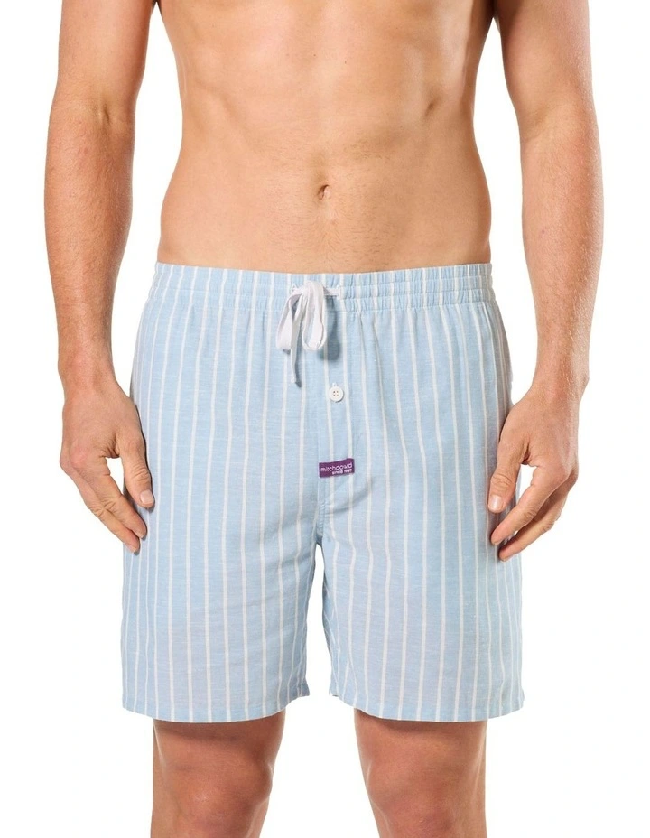 Stripe Linen Sleep Short in Blue image 1