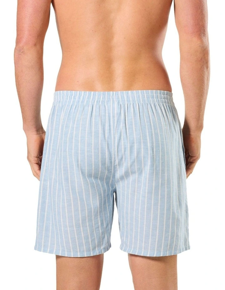 Stripe Linen Sleep Short in Blue image 2