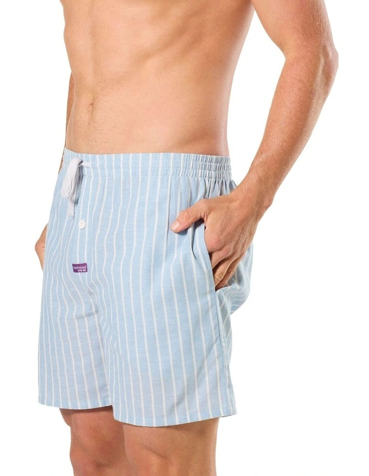 Stripe Linen Sleep Short in Blue image 3