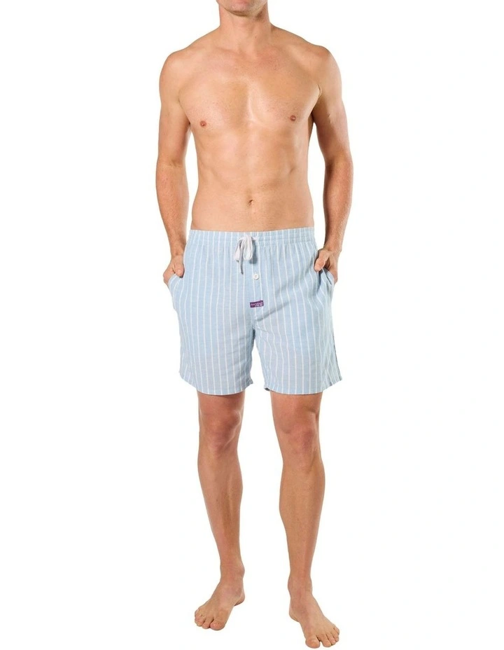 Stripe Linen Sleep Short in Blue image 4