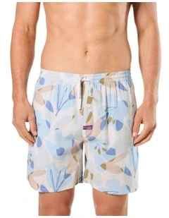 Abstract Floral Linen Sleep Short in Multi