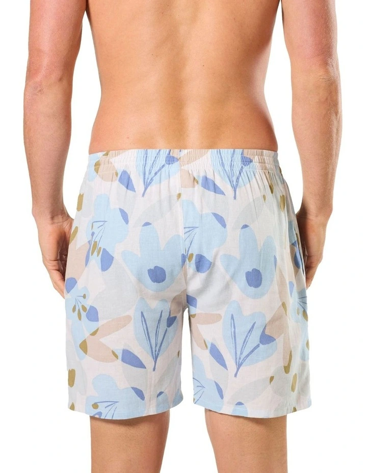 Abstract Floral Linen Sleep Short in Multi image 2