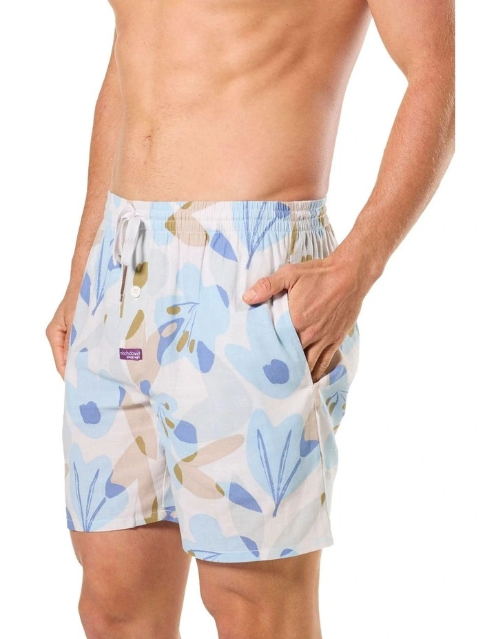 Abstract Floral Linen Sleep Short in Multi image 3
