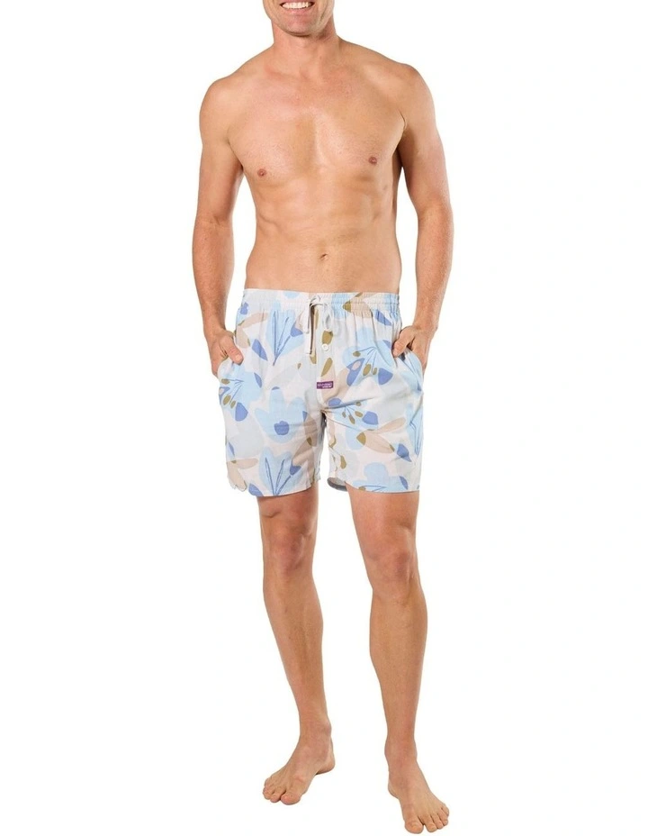 Abstract Floral Linen Sleep Short in Multi image 4