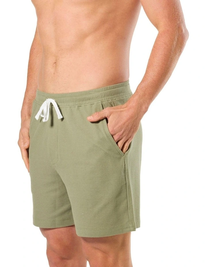 Pique Knit Sleep Short in Green image 3