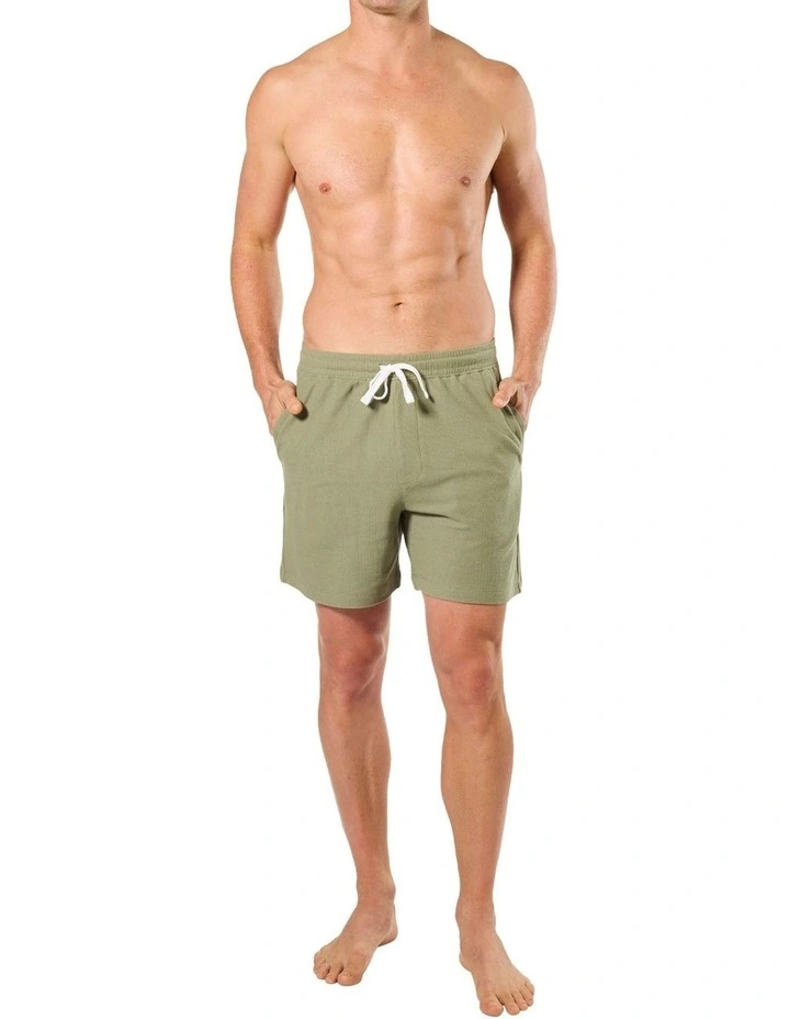 Pique Knit Sleep Short in Green image 4