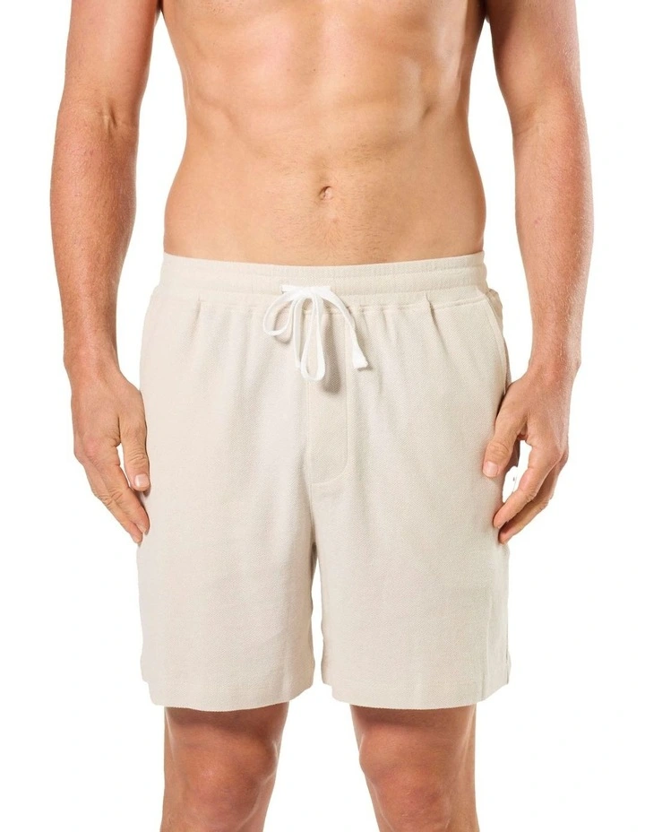 Pique Knit Sleep Short in Beige image 1
