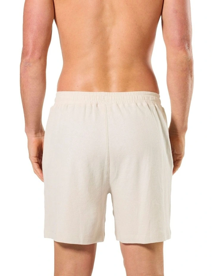 Pique Knit Sleep Short in Beige image 2