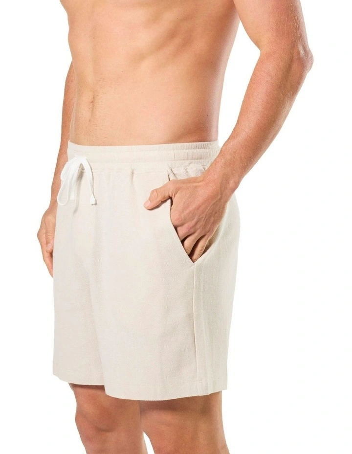 Pique Knit Sleep Short in Beige image 3