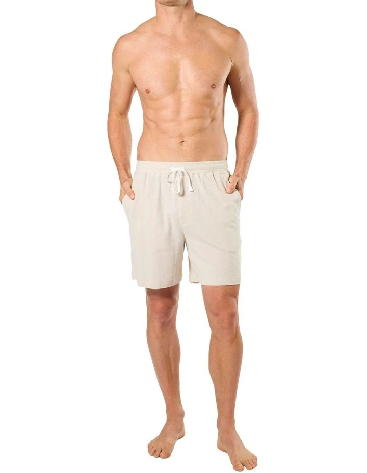 Pique Knit Sleep Short in Beige image 4
