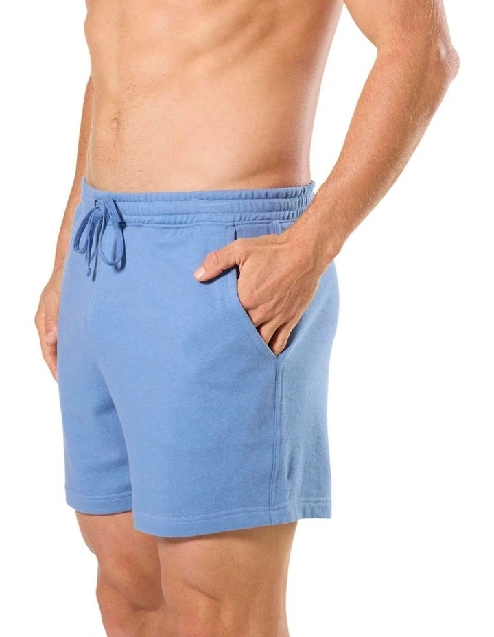 French Terry Knit Sleep Short in Blue image 3
