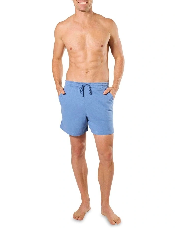 French Terry Knit Sleep Short in Blue image 4