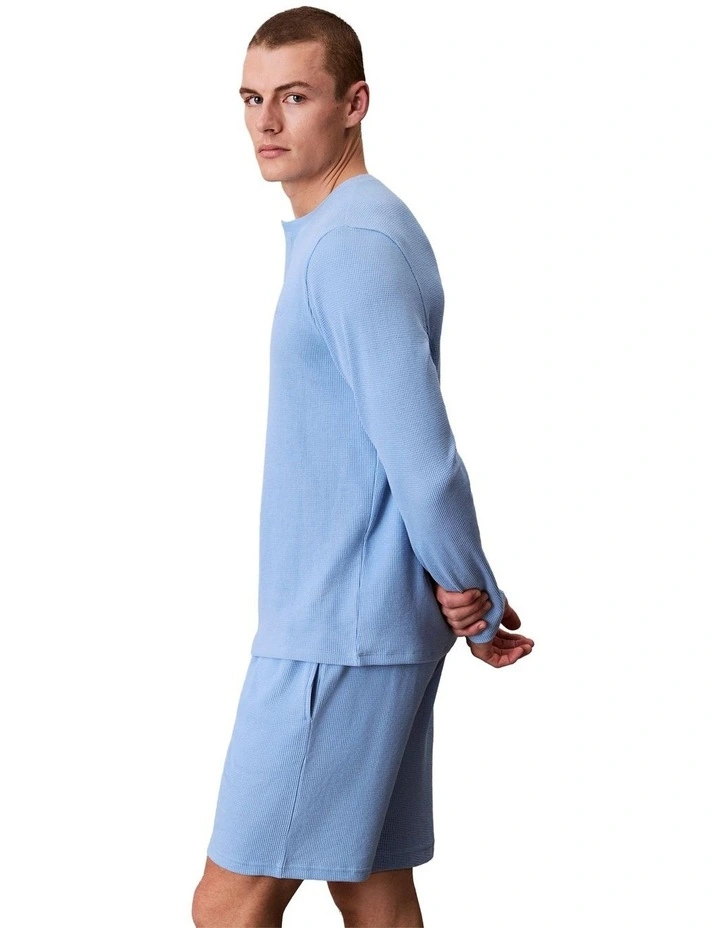 Waffle Sleep Short in Blue image 3