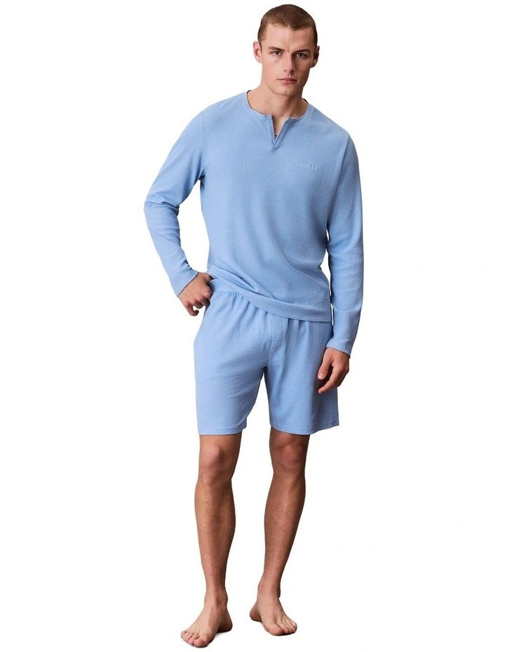 Waffle Sleep Short in Blue image 4