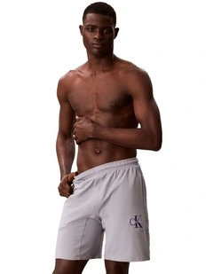 Icon Cotton Stretch Monologo Sleep Shorts in Grey