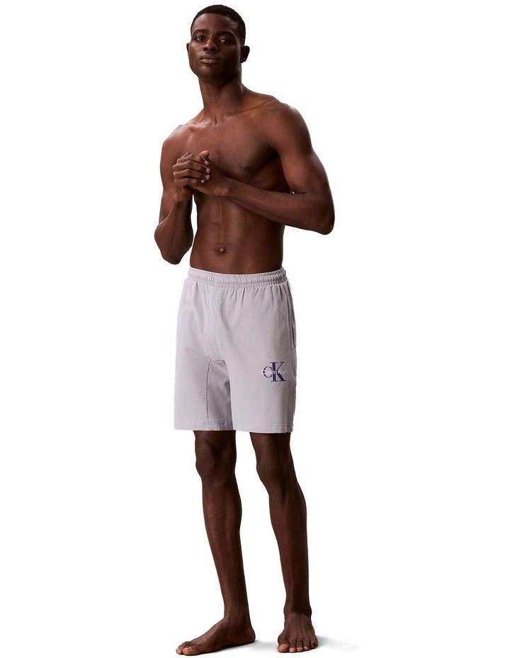 Icon Cotton Stretch Monologo Sleep Shorts in Grey image 4