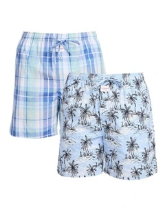 2 Pack Sketchy Palms Cotton Sleep Short