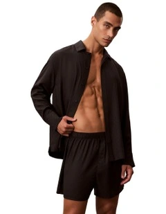 Logo Satin Boxer Short in Black
