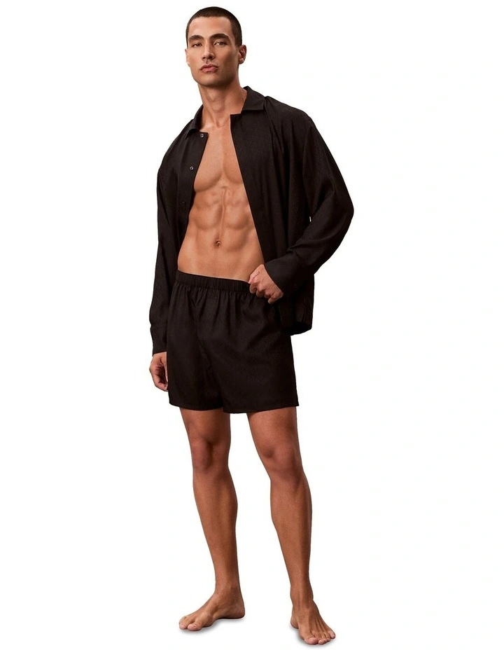Logo Satin Boxer Short in Black image 4