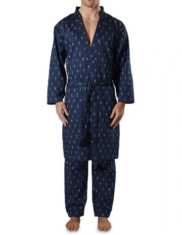 Flint Cotton Robe in Navy