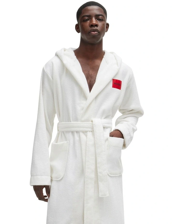 Terry Hooded Robe in White image 3